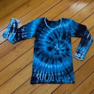 One of a kind Blue Tie-Dye Long Sleeve Thermal shirt